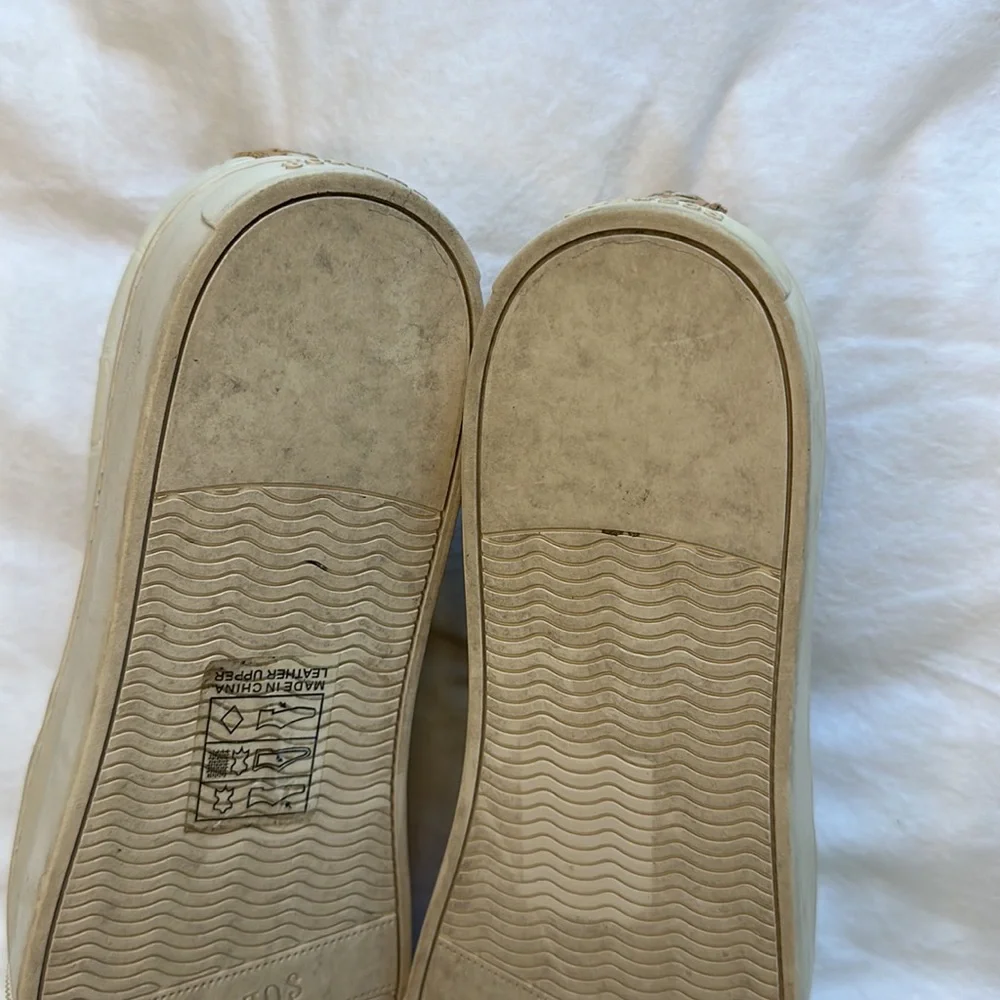 Leather soludos 9.5 cream slide sneaker espadrilles - Picture 10 of 11